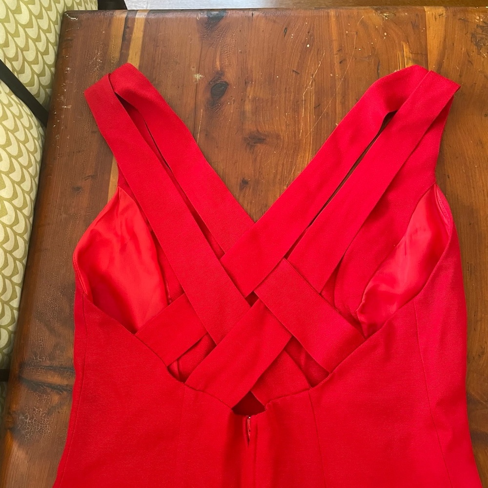 90s Vintage Red Dress Criss Cross Back